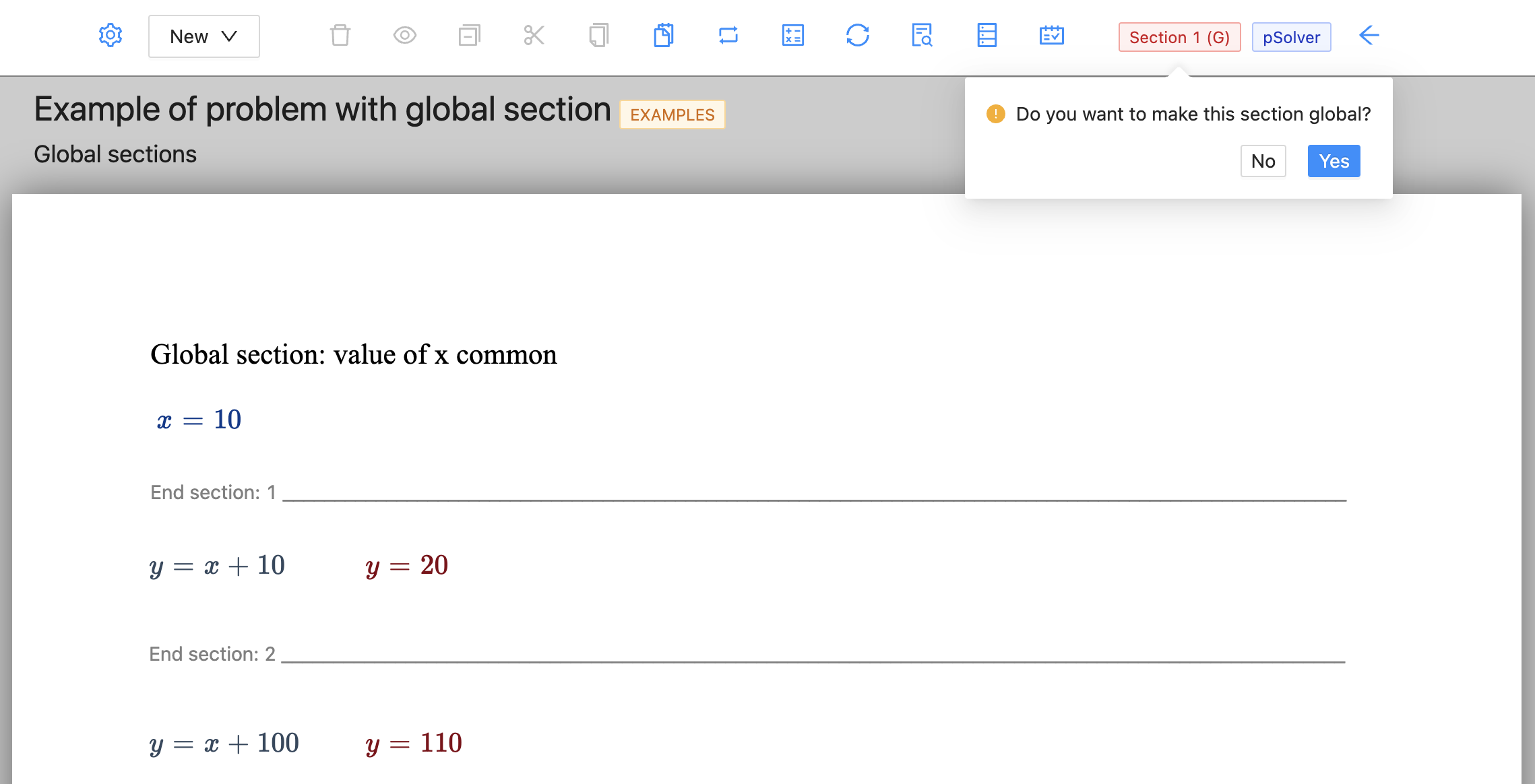 Global section example